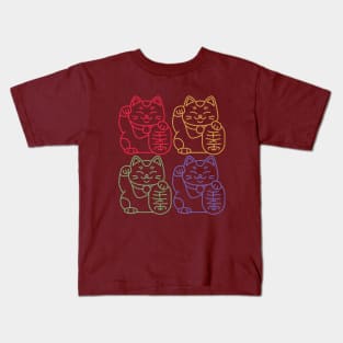 Maneki neko japanese lucky cat in 4 colors simple design Kids T-Shirt